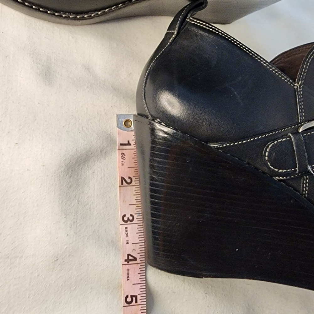 Cole Haan Nike Air collab Black Leather Wedge Boots Women's Size 10B - Picture 8 of 8